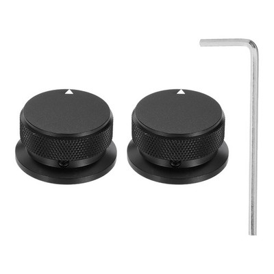 2 Pcs Aluminium Knobs with Arrow Indicator, 1/4'' (6mm), 13/16'' Black