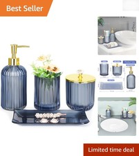 Luxury Blue Glass Bathroom Accessories Set - 4 Pieces for Style Organization