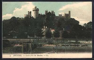 Arundel, Castle from the Meadow, Ansichtskarte 1908 
