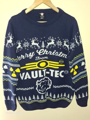 Numskull Unisex Vault Tec Fallout Christmas Jumper Blue Size