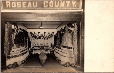#ad RPPC 1913 Minnesota State Fair Roseau County Exhibit First Prize Harvest Display $25.00