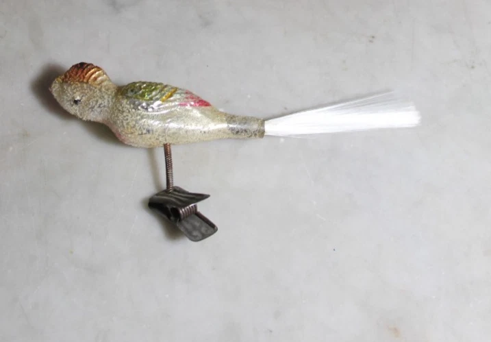 Vintage 40s-50s German Mercury Glass Parrot Clip On Bird Ornament - Image 2 of 2