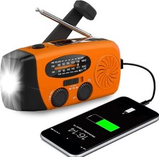 Emergency Hand Crank Radio with LED Flashlight, AM/FM NOAA Weather Orange
