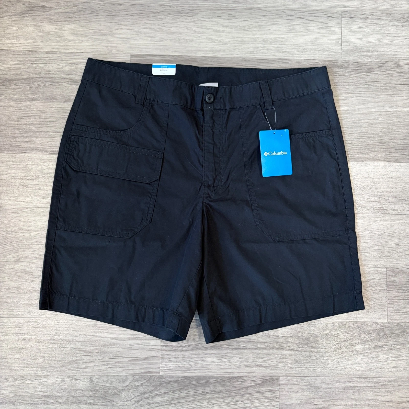 Columbia Cargo Shorts Mens 36 Waist Black Washed Out Outdoor Hiking Cotton NWT