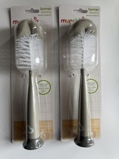 Munchkin 2 in 1 Sponge Bottle Brush and Nipple Brush Gray BPA Free 2 Pack