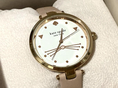 Kate Spade Holland Watch Blush Pink Leather/Rose Gold Cat Face KSW9049 USED