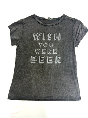 Don't Ask Why AEO American Eagle Graphic Wish You Were Beer Stretch Tshirt OSFM