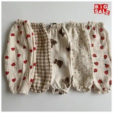 Organic Cotton Toddlers Baby Pants Newborn Spring Summer Cute Print Soft Muslin