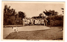 An Early The Holiday Camp Post Card of Campers & Dog, Caister Camp. Norfolk.