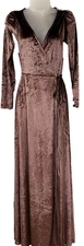 NWT Baltic Born Small Esmerelda Long Velvet Full Wrap Maxi Dress Women's Fall LS