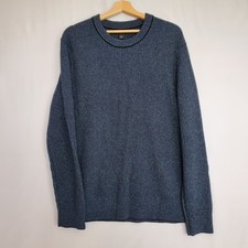 Banana Republic Men Sweater LG Recycled Italian Wool Blend Soft Variegated Navy