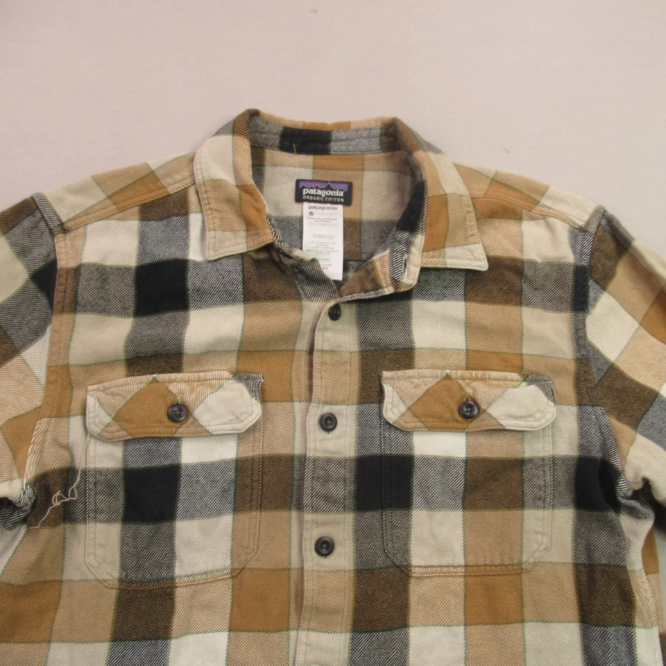 Camisa Patagonia Para Hombre Mediana Manga Larga Botón Frontal Franela Bolsillos Exterior Foto 3 de 4