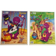 Vintage Barney Baby Bop Flat Tray Puzzles 25 Pieces Milton Bradley 1993