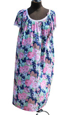 VNTG Miss Elaine Floral Cottonessa Comfort Cap Sleeves Short Nightgown Sz L NWT