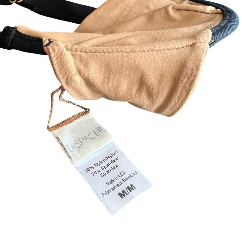 Top de bikini para mujer L*Space Nico bronceado negro cableado en V talla mediana Foto 3 de 4