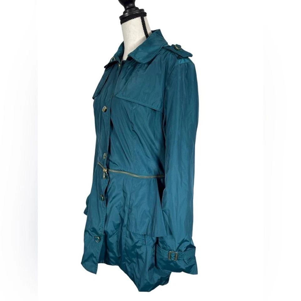 Betsey Johnson Teal Convertible Anorak Peplum Jacket Size L - Image 2 of 4