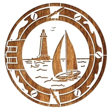 Porthole Sea View Boho Floral Wall Art Stencil Reusable - StencilAir