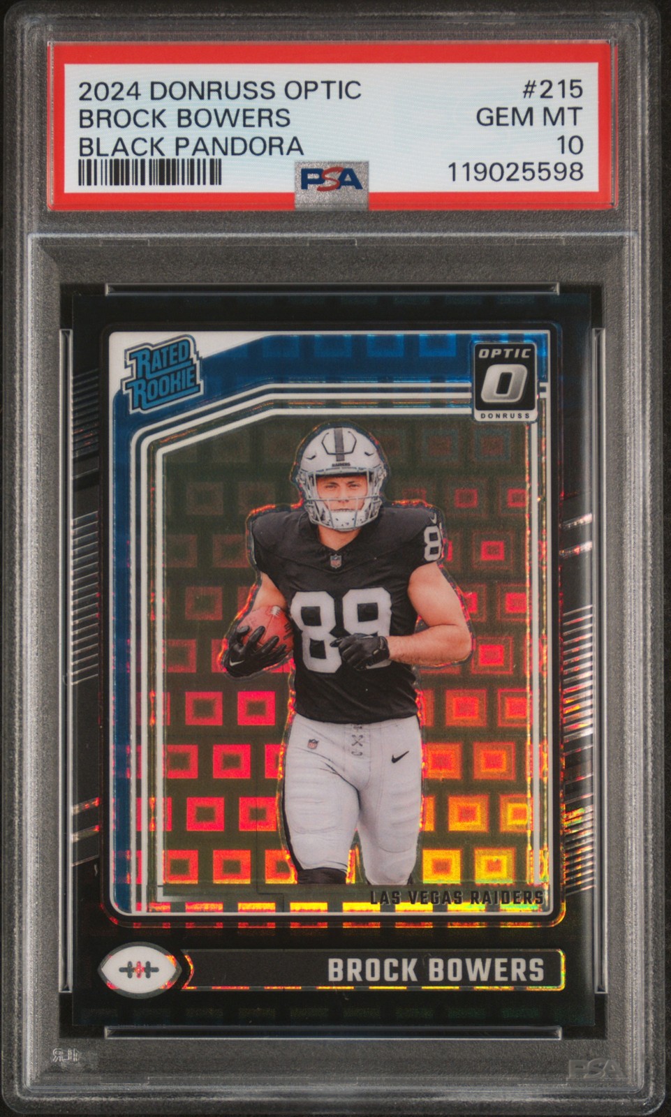 2024 PANINI DONRUSS OPTIC BLACK PANDORA #215 BROCK BOWERS ROOKIE RC 3/25 PSA 10
