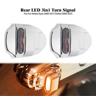 Chrome Rear Fender Strut Turn Signals LED Light For Harley Softail Fat Boy 00-25