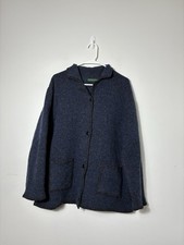 Gaeltarra Ireland Cardigan 100 Wool Navy Blue Sz Small Oversized Vintage
