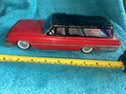 Vintage Bandai Tin Litho Ford Fairlane Wagon    1950s Red Black Toy Car Metal