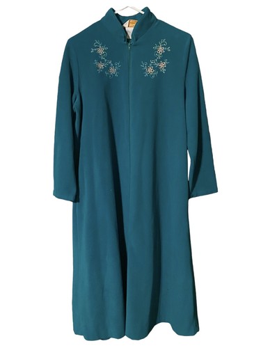 Vintage Vanity Fair Sears Fleece Nightgown Robe Sz. Medium 14/16 Teal Midi/Maxi - Picture 15 of 24