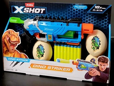 ZURU X SHOT DINO STRIKER ZURU X - SHOT " DINO STRIKER " INKL. DINO - EIER ALS ZIELE / PFEILE ,NEU , OVP