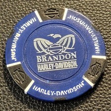 BRANDON HD ~ FLORIDA (Blue/Black design 2) Harley Davidson Poker Chip CLOSED