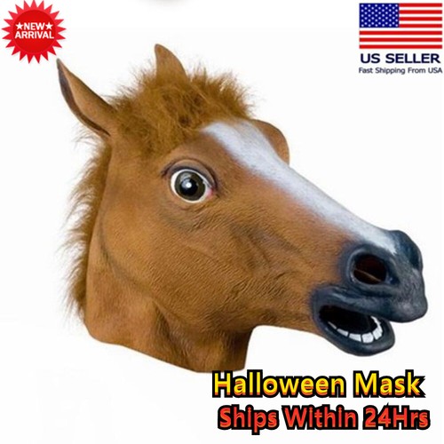 Creepy Horse Mask Head Halloween Costume Theater Prop Novelty Latex party animal eBay