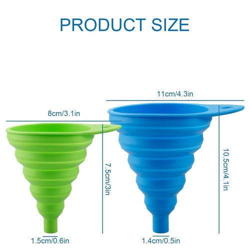 2PCS Imbuti in Silicone Pieghevole, Set di Imbuti da Cucina Pieghevole per Bottiglie - Foto 2 di 5