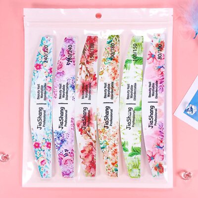 6PCS Professional Reusable Nail Files   80/100/150/180/240/320 Grit Emery Boards