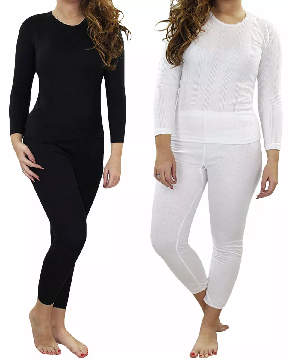 Ladies Thermal Underwear Womens Top Bottom Set Long Jane Warm Winter Full  Sleeve