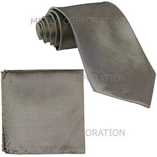 New Men's Vesuvio Napoli Chinz Neck Tie Necktie  Hankie Set Prom formal Silver