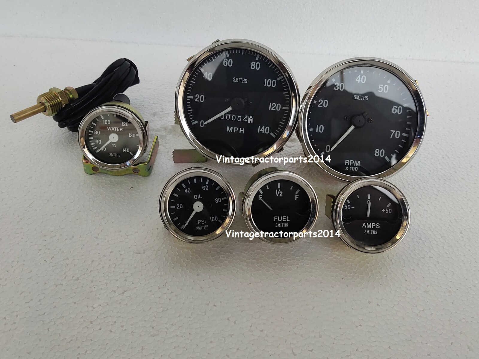 Kit Jauges Smiths Réplique 52mm - Température, Huile, Carburant, Ampère, Vitesse 180 MPH