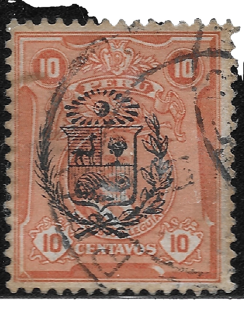 Handstamped Used Peruvian Stamps