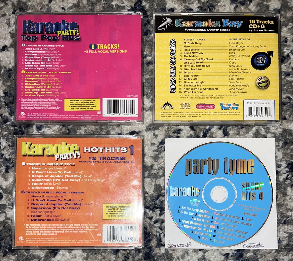4 CD Party Tyme Karaoke Set of 4 CDs Super Hits Various VG+