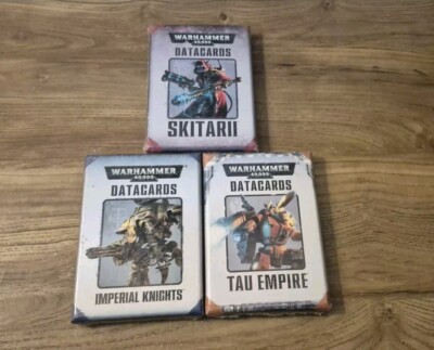 3 x Warhammer 40k 40000 Datacards Konvolut: Imperial Knights, Tau Empire, Skitarii