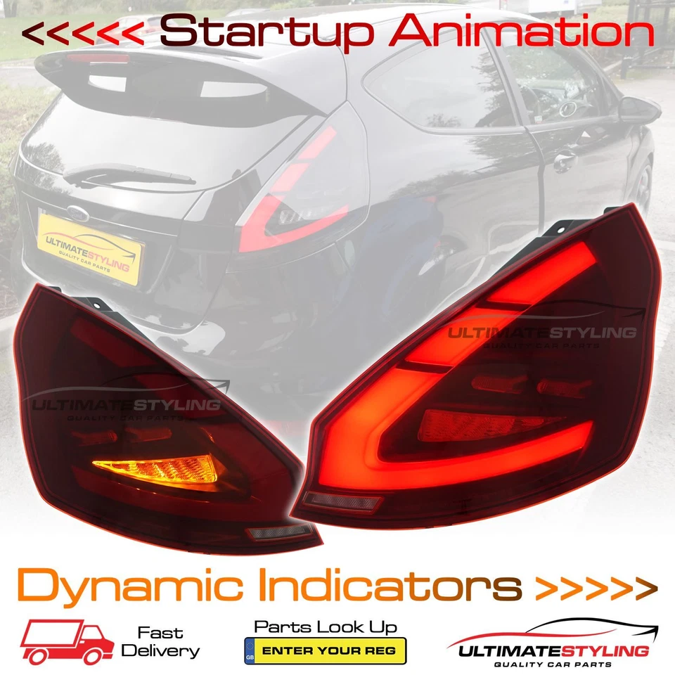 ULTIMATE STYLING Ford Fiesta Mk7 Mk7.5 2008-2017 LED Dynamic Rear Lights Animation Red Upgrade