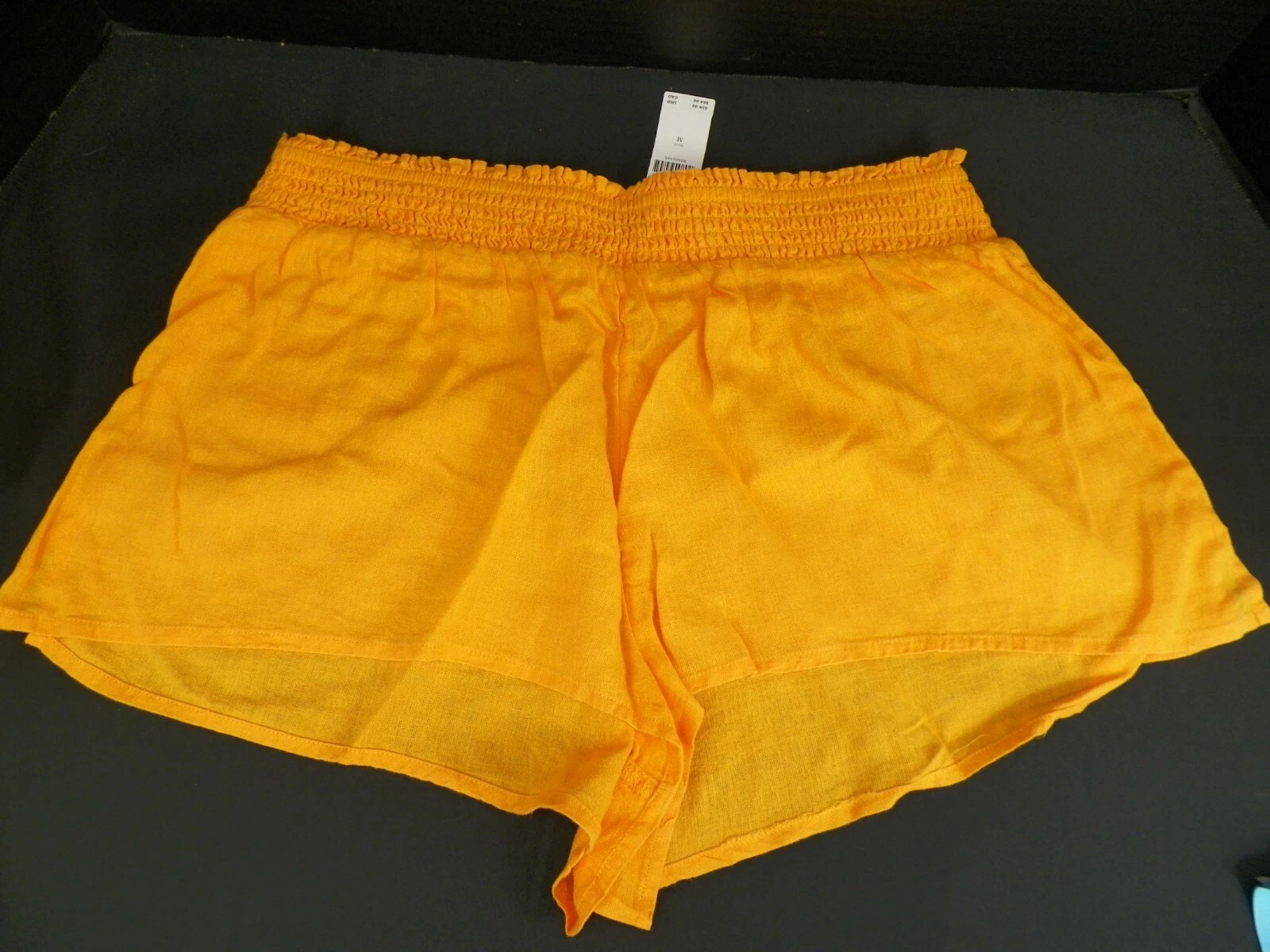 By Anthropologie Linen Pucker Micro Shorts Orange Size Medium