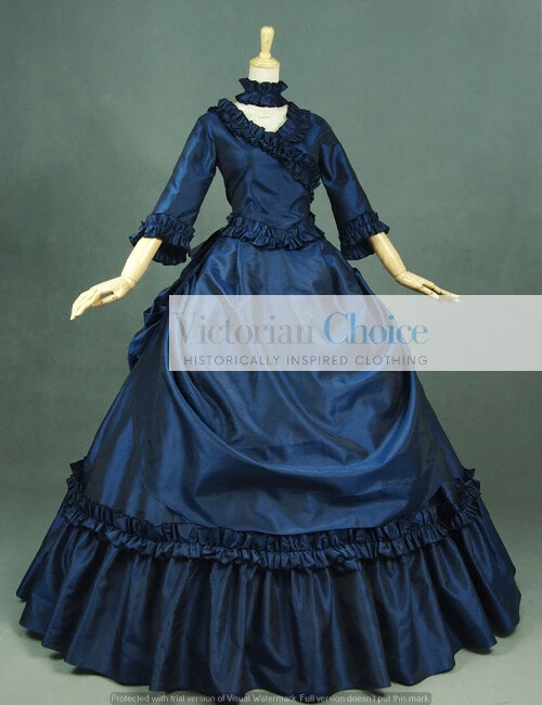 Викторианский готический французский суеты фантазии 5шт тафта бальное платье театр костюм 330 - Изображение 3 из 4