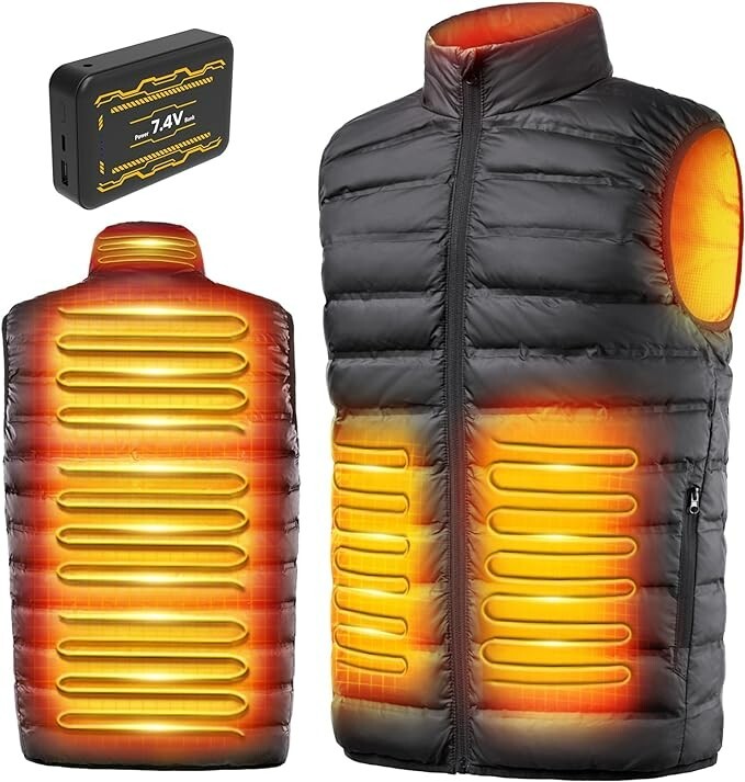 Labewvi Unisex Heated Vest with Battery Black L