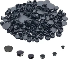 220 PCS 6 Sizes Black Hole Plugs Plastic Flush Type Panel round Hole Plugs Snap