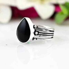 Black Onyx Gemstone 925 Sterling Silver Ring Gift For Her Jewelry All Size R-362
