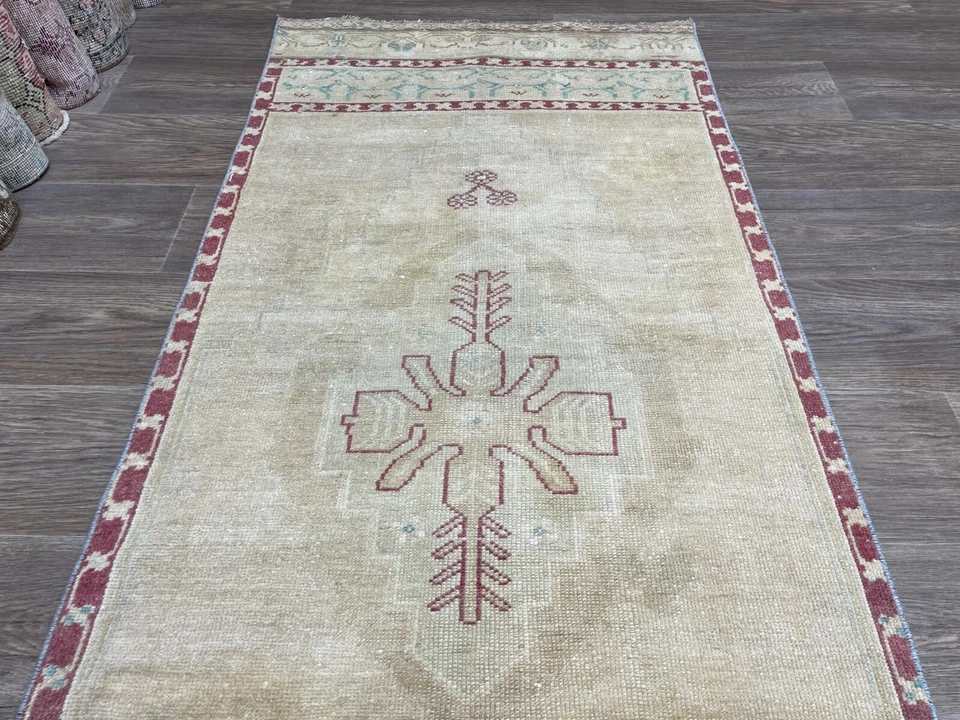 3x9 Beige Turkish Runner Rug, Handmade Vintage Runner, Oushak Runner, Boho Decor - Image 4 of 4