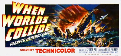 WHEN WORLDS COLLIDE (1951) HUGE 27''x58'' sci-fi billboard restored movie poster!!