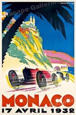 Monaco 1932 Vintage Style Grand Prix Racing Car Poster - 24x36