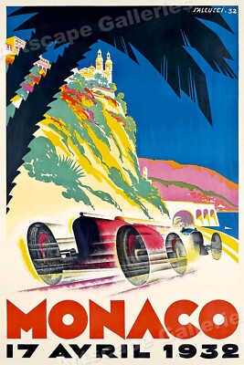 Monaco 1932 Vintage Style Grand Prix Racing Car Poster - 24x36