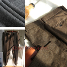 Men's Wool Blend Herringbone Pants Slim Fit Casual Trousers Plus Size Vintage