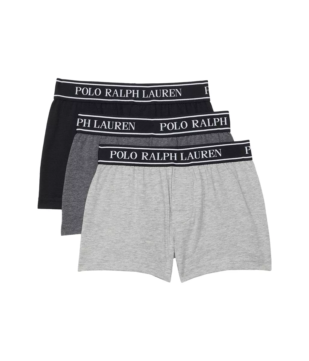 POLO RALPH LAUREN 298554 Boys 3-pack Boxers Andover/Charcoal/Black XS (6-7  Kids)