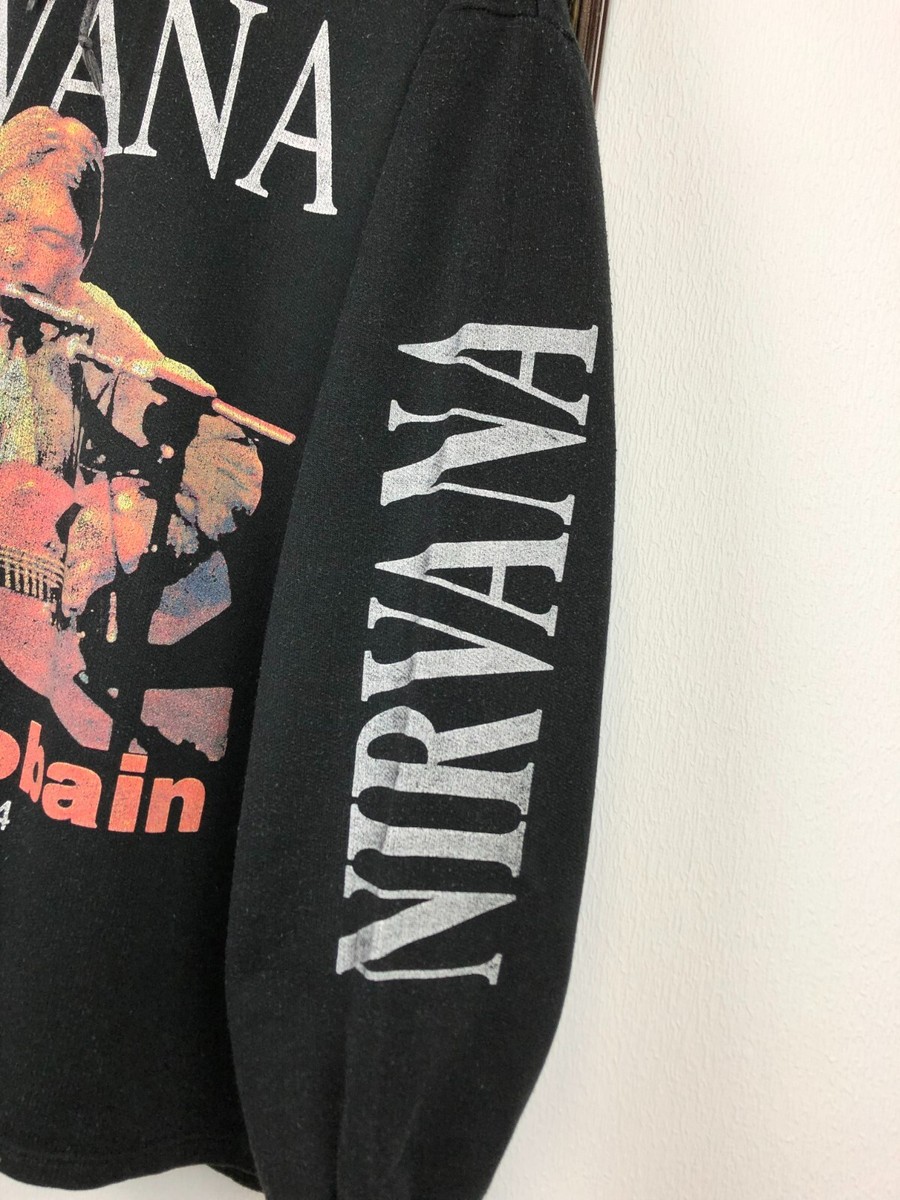 Vintage 90's Nirvana Kurt Cobain Hoodie Rare Band Hype Over Print